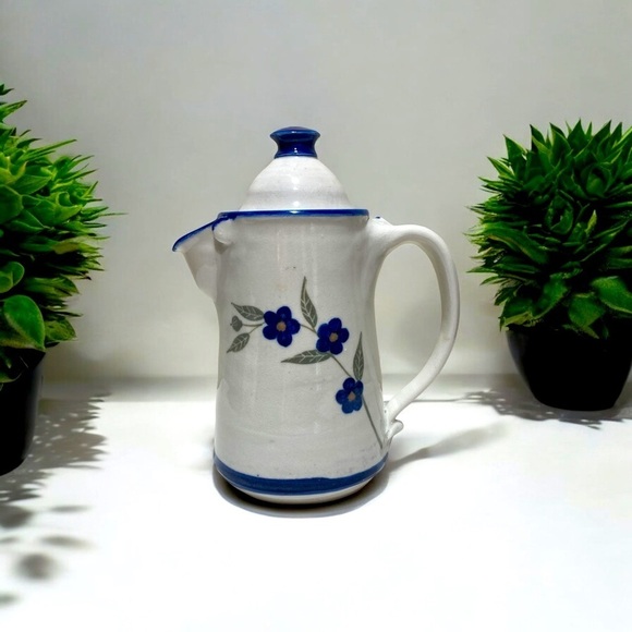 Handcrafted Coffeeor Tea Floral Service Pitcher - Picture 1 of 7